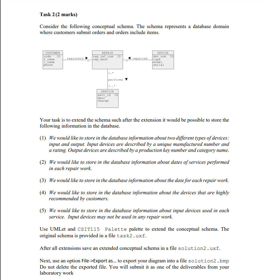 (Solved) : Task 2 2 Marks Consider Following Conceptual Schema Schema ...