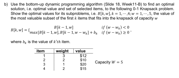 Solved b) Use the bottom-up dynamic programming algorithm | Chegg.com
