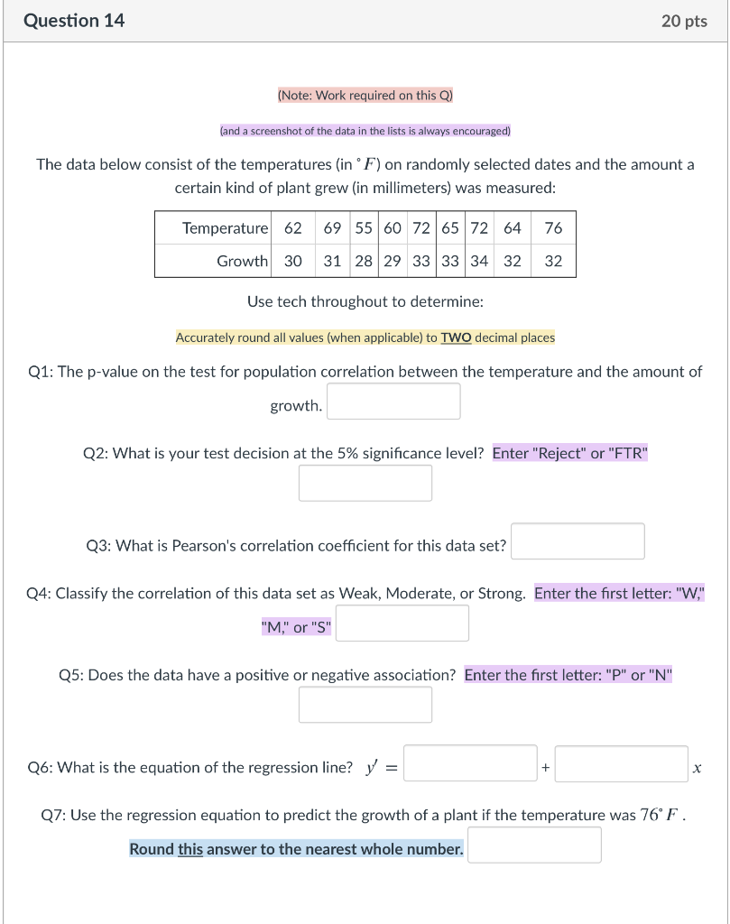 Solved Question 14 20 pts (Note: Work required on this Q) | Chegg.com