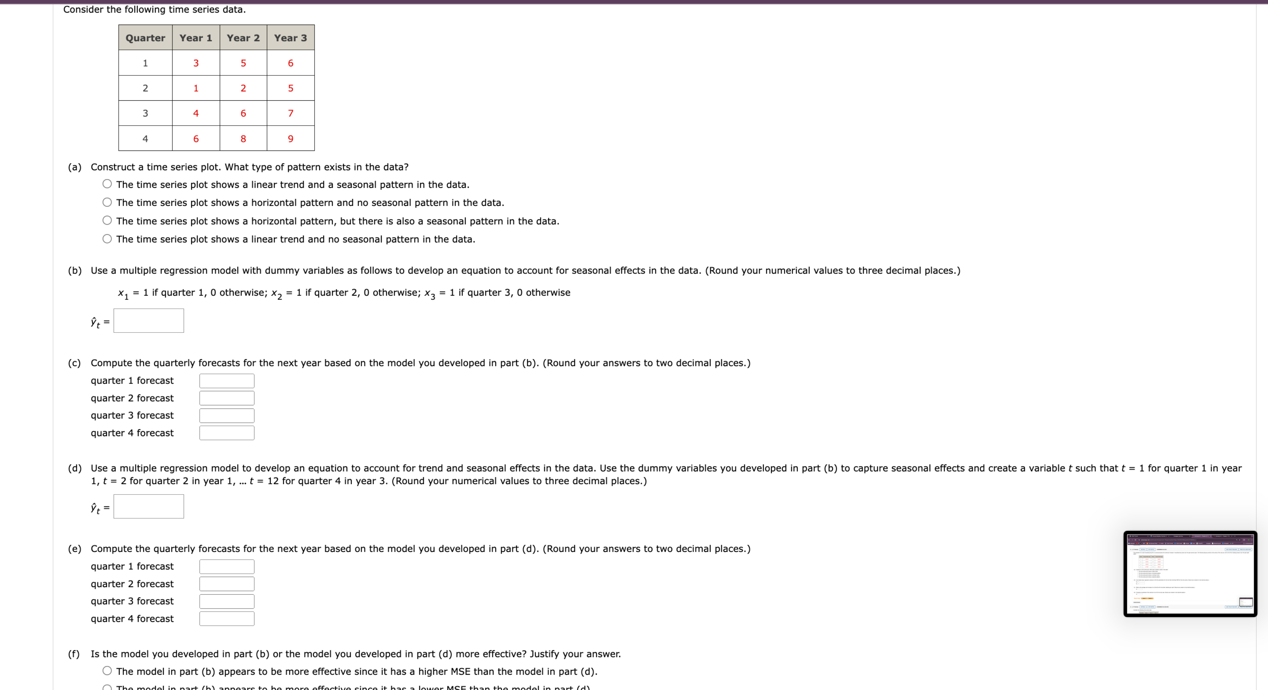 Solved Consider the following time series data. x1=1 if | Chegg.com