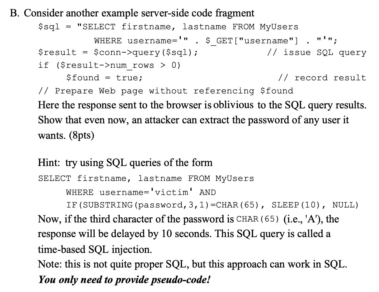 Solved Consider another example server-side code fragment | Chegg.com