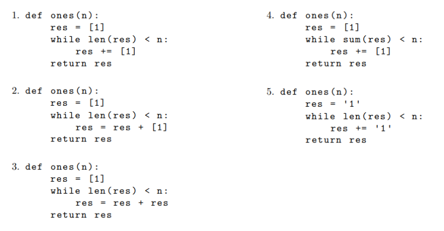 Solved python: Determine for each variant of the function | Chegg.com