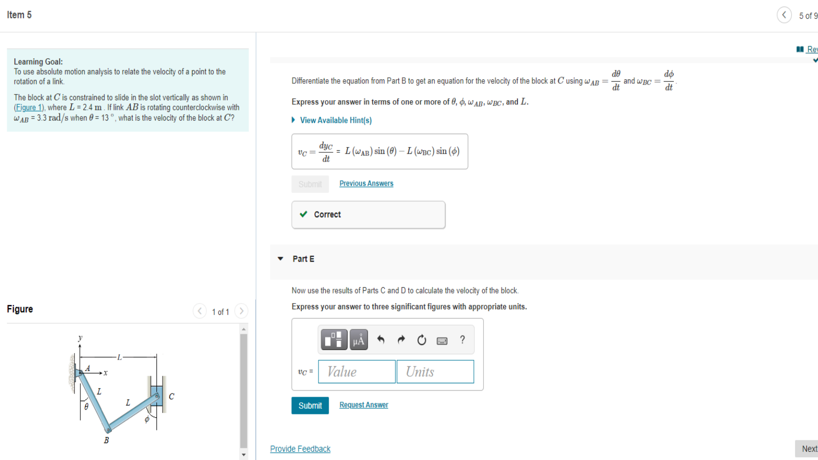 Solved Item 5 Learning Goal: To Use Absolute Motion Analysis | Chegg.com