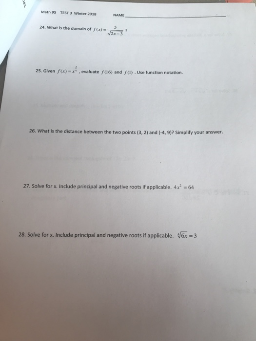 Solved Math 95 TEST 3 Winter 2018 NAME 20. Draw the general | Chegg.com