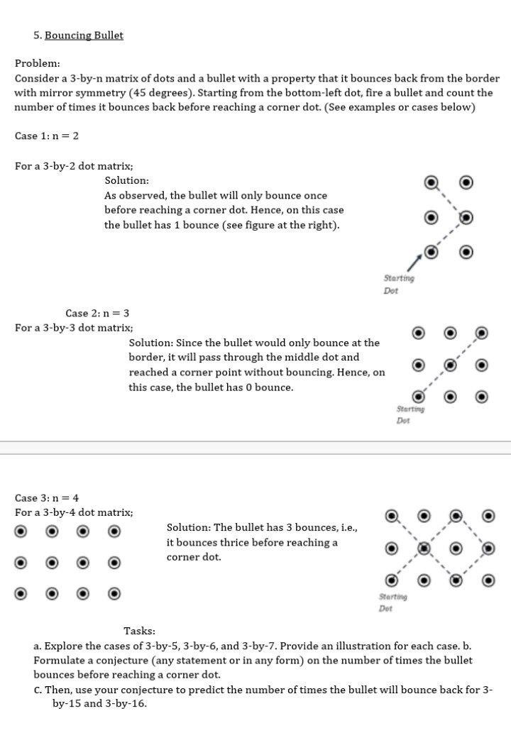 5. Bouncing Bullet Problem: Consider a 3-by-n matrix | Chegg.com