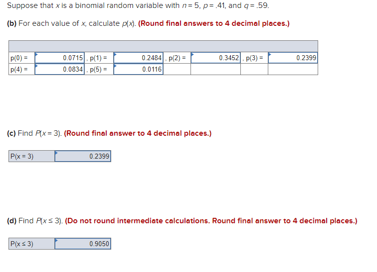 Solved Suppose that x is a binomial random variable with n= | Chegg.com