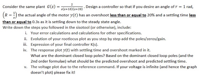 Consider the same plant G(s) Design a controller so | Chegg.com