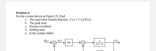 Solved Problem 6: For the system shown in Figure (2), Find a | Chegg.com