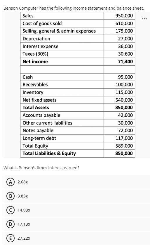 Solved Benson Computer has the following statement
