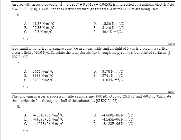 Solved An Area With Associated Vector A 0 081 0 0418 Chegg Com