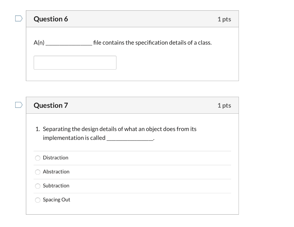 Solved Question 2 1 pts In the definition of a class, you | Chegg.com