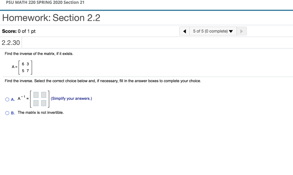 Solved PSU MATH 220 SPRING 2020 Section 21 Homework: Section | Chegg.com