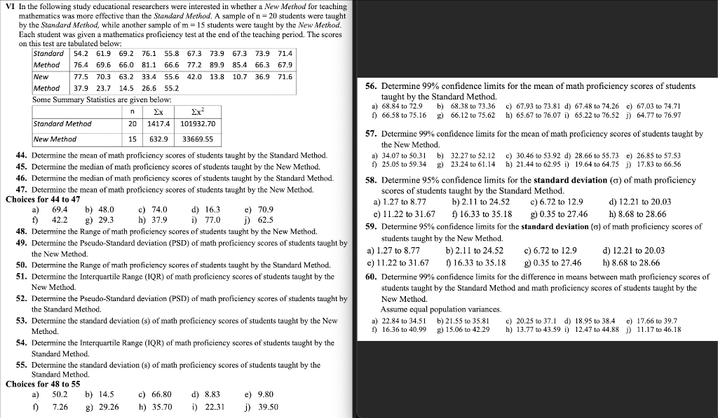 Solved VI In the following study educational researchers | Chegg.com