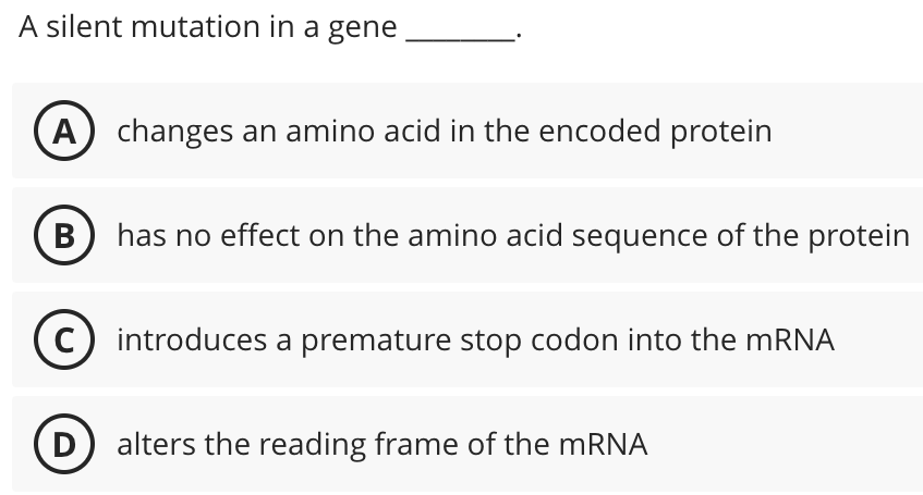 Solved A silent mutation in a genechanges an amino acid in | Chegg.com