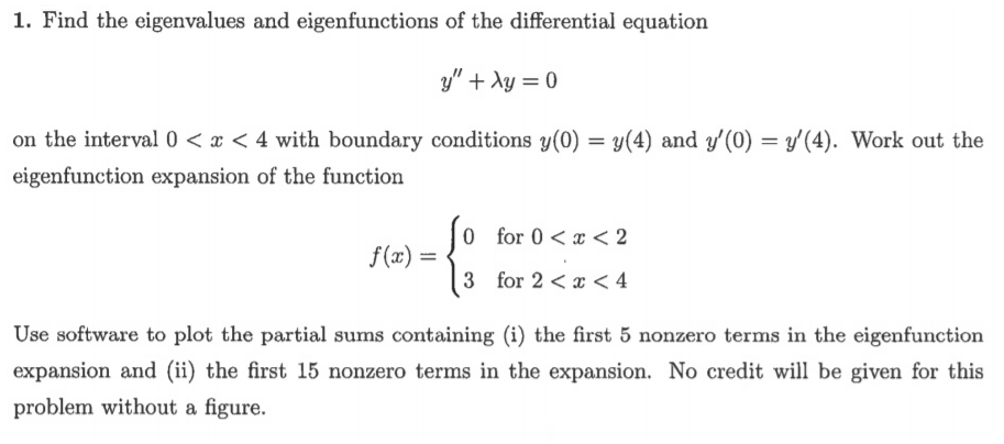 Solved 1. Find the eigenvalues and eigenfunctions of the | Chegg.com