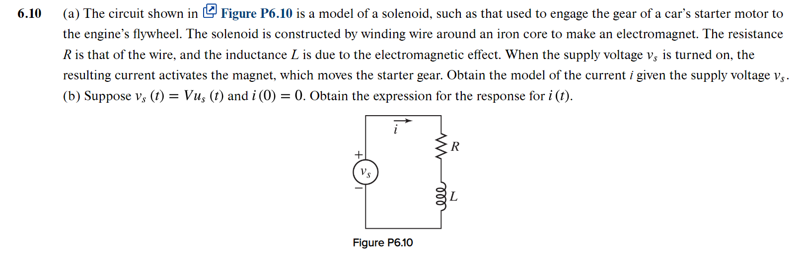 Solved (a) The circuit shown in Figure P6.10 is a model of | Chegg.com