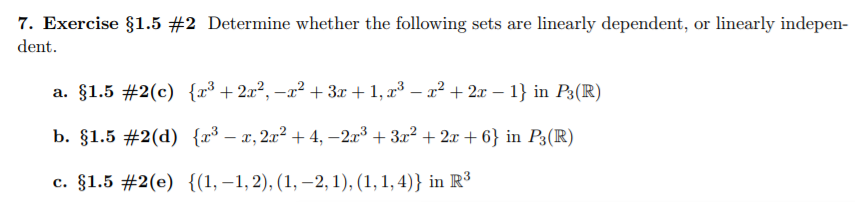 Solved 7. Exercise § 1.5 #2 Determine whether the following | Chegg.com