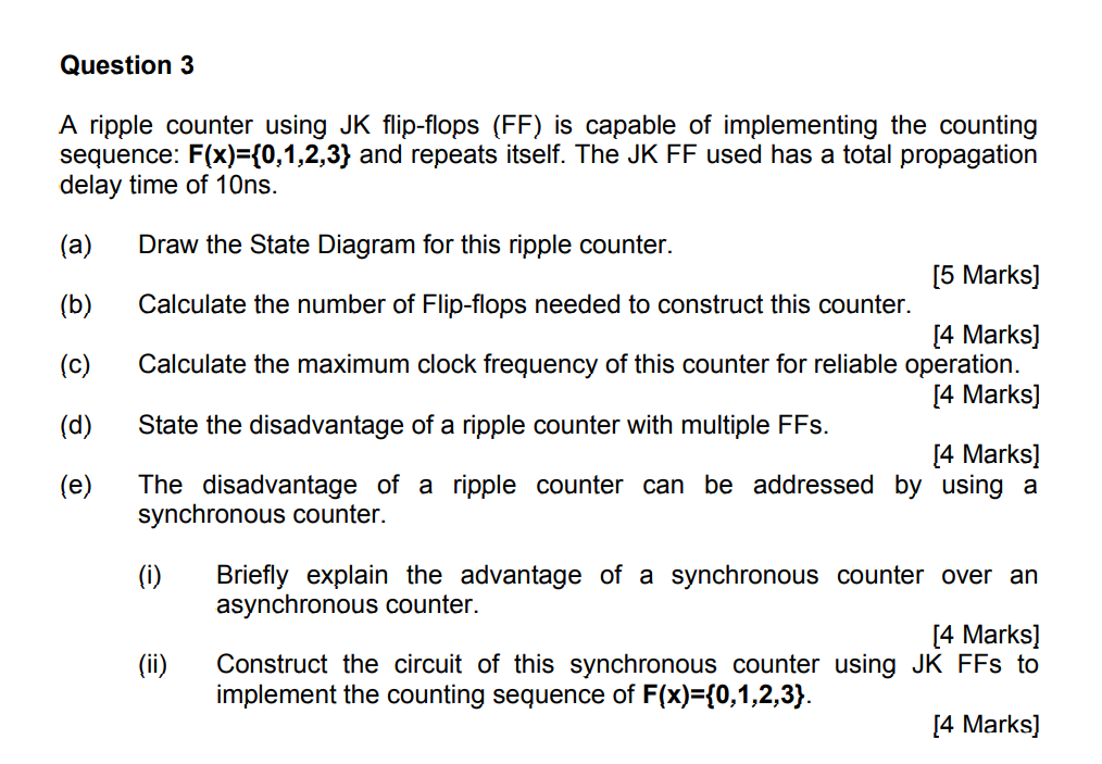 Solved Question 3 A ripple counter using JK flip-flops (FF) | Chegg.com