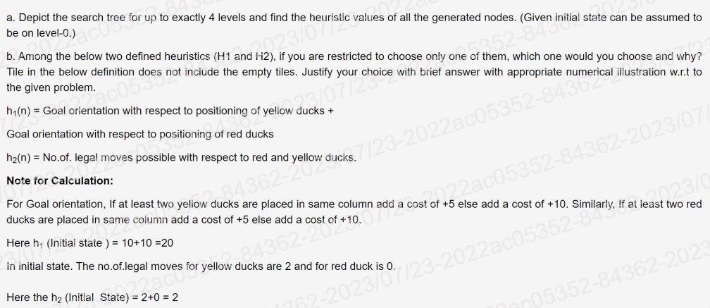 Solved Consider the below initial and goal states (Two | Chegg.com