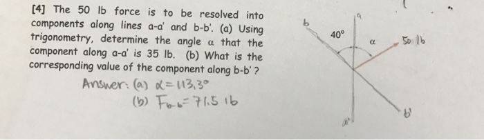 Solved [4] The 50 Lb Force Is To Be Resolved Into Components 