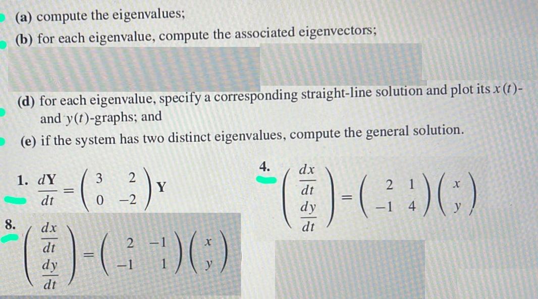 Solved (a) Compute The Eigenvalues; (b) For Each Eigenvalue, | Chegg.com