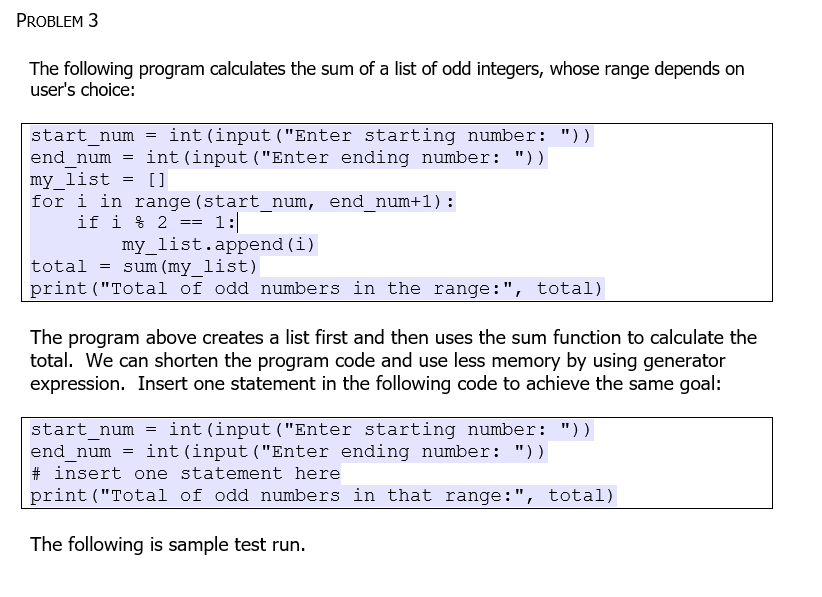 Solved INSTRUCTION AND PROBLEMS Write a Python program for | Chegg.com