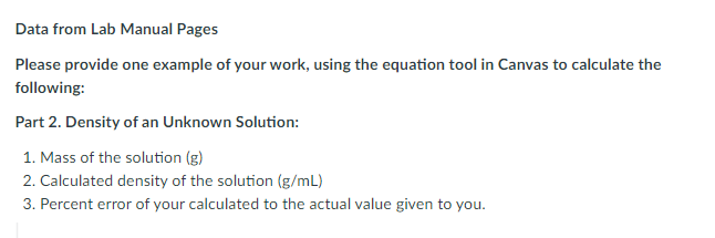 Solved Data From Lab Manual Pages Please Provide One Example | Chegg.com