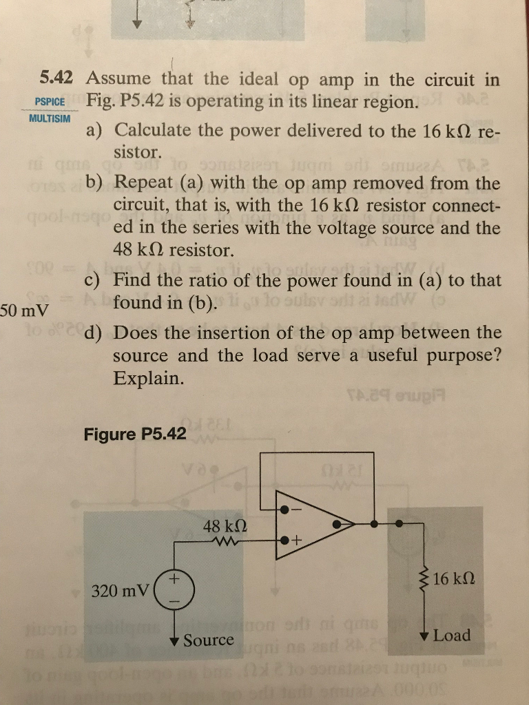 Solved 5.42 Assume that the ideal op amp in the circuit in | Chegg.com