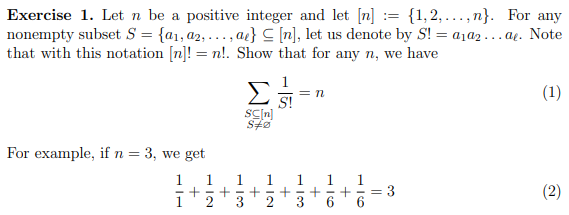 Solved Exercise 1. Let n be a positive integer and let | Chegg.com