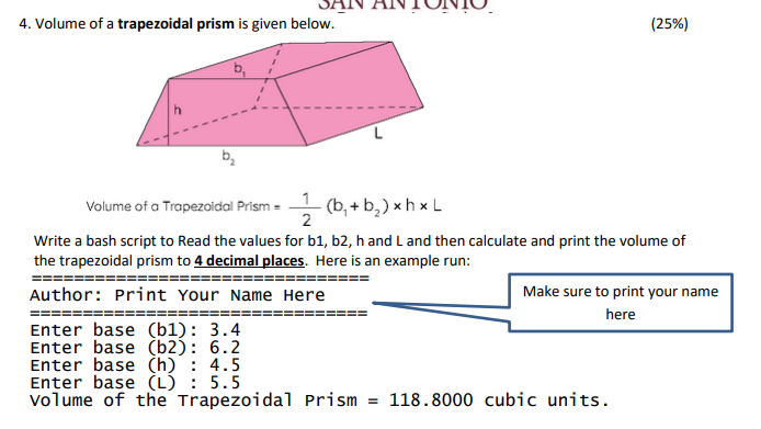 volume of a right trapezoidal prism