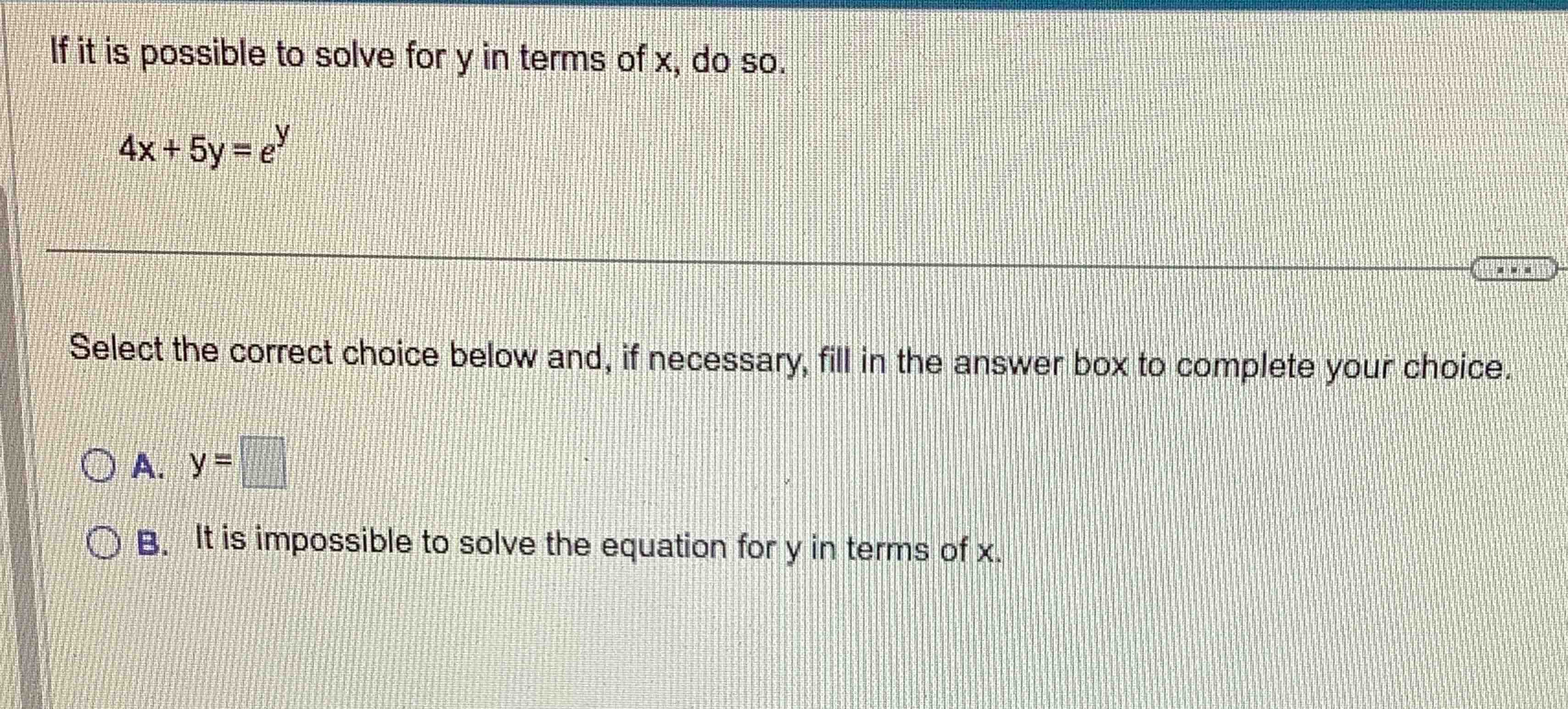 Solved If it is possible to solve for y ﻿in terms of x, ﻿do | Chegg.com