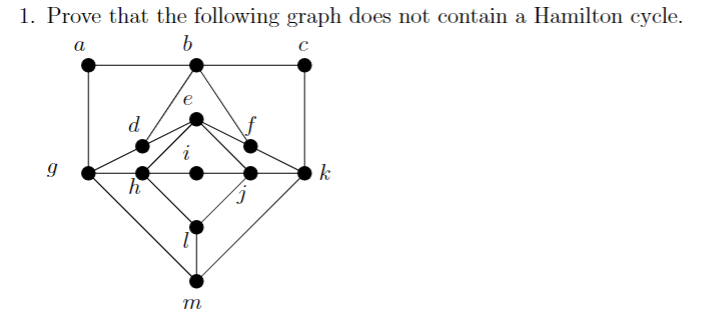 Solved 1. Prove that the following graph does not contain a | Chegg.com