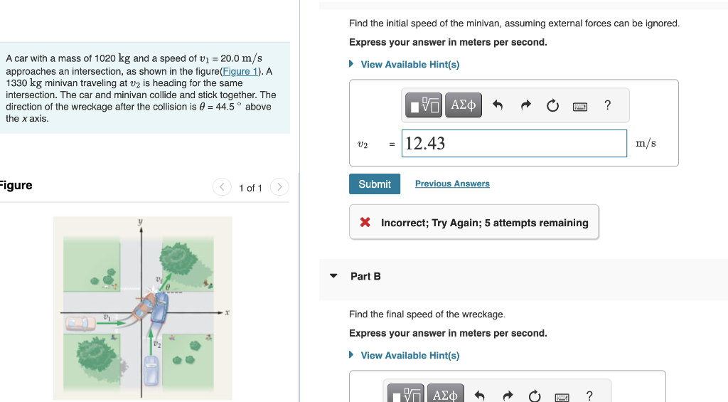 Solved Find the initial speed of the minivan, assuming | Chegg.com