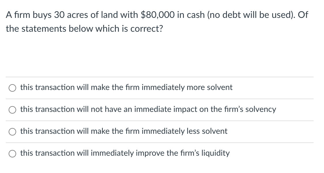 solved-a-firm-buys-30-acres-of-land-with-80-000-in-cash-no-chegg