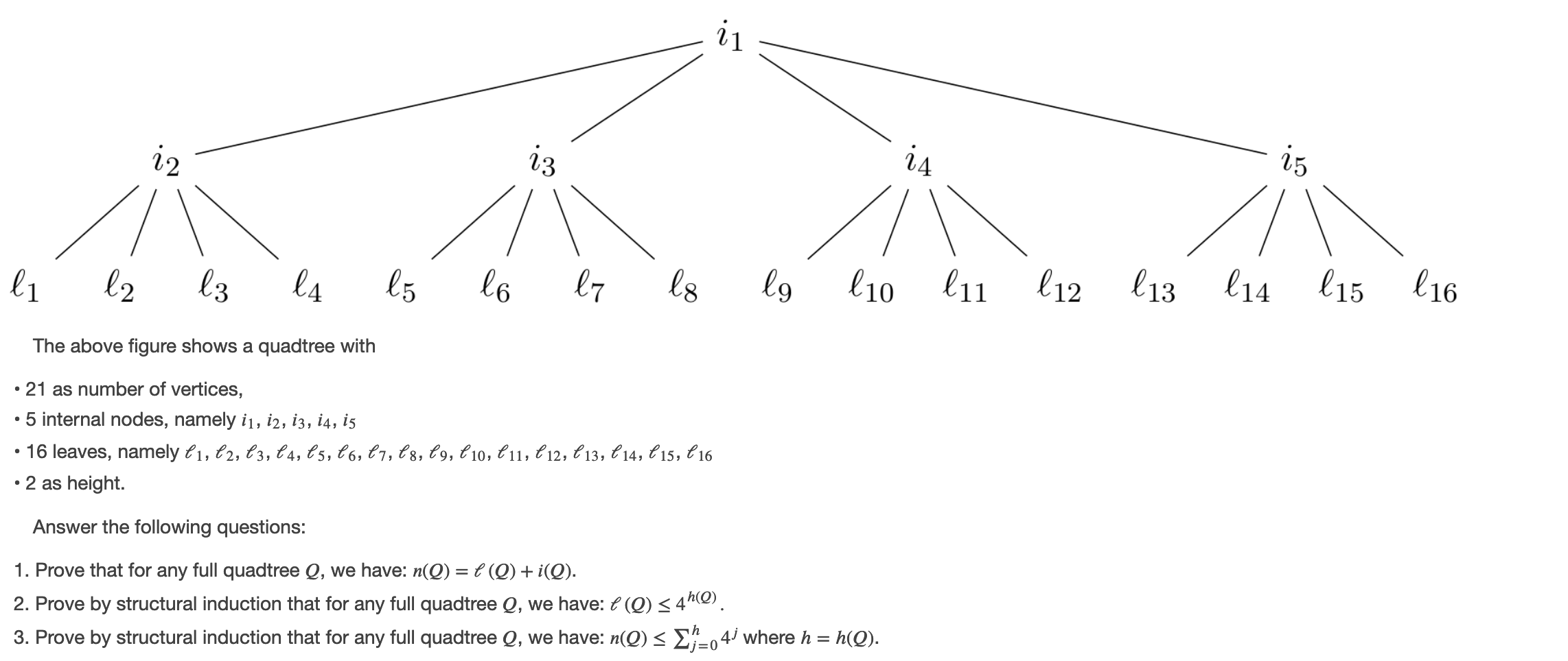 Problem Structural Induction Quadtrees Play A F Chegg Com