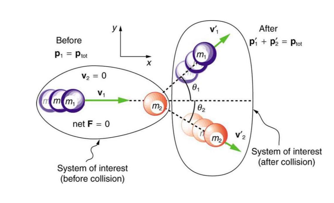Solved A particle of mass m1 moving with velocity v1 along | Chegg.com