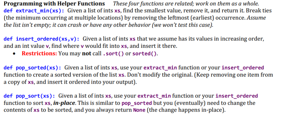 Programming with Helper Functions These four | Chegg.com
