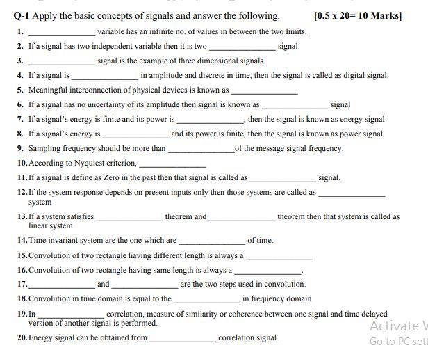 Solved 1. 3. Q-1 Apply the basic concepts of signals and | Chegg.com