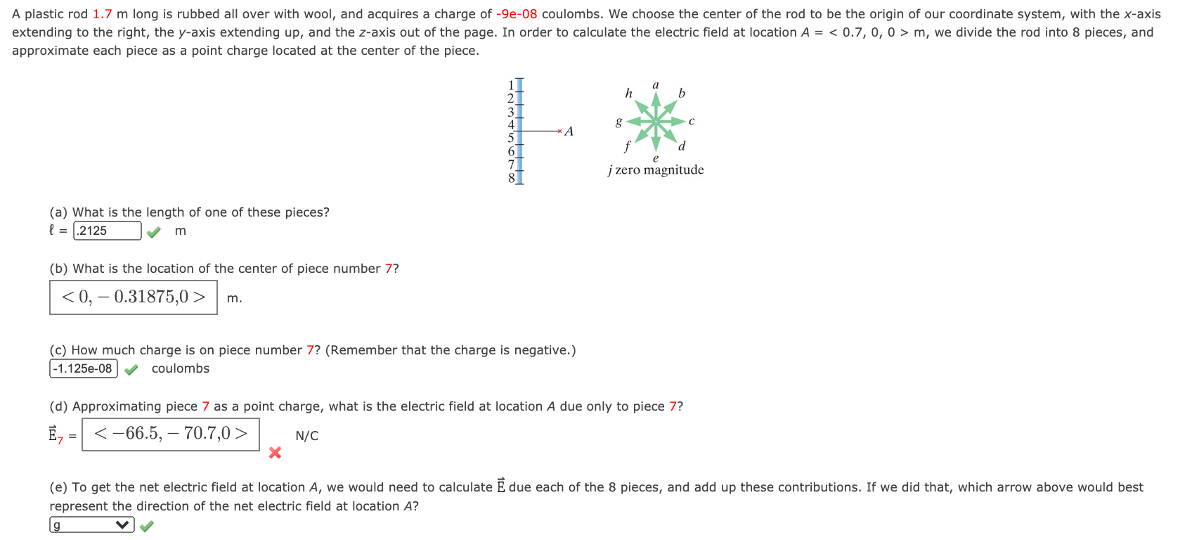 Solved A plastic rod 1.7 m long is rubbed all over with