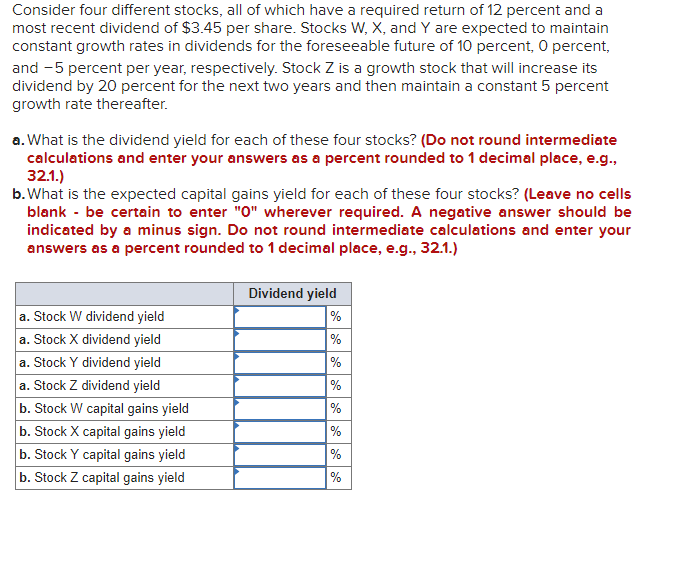 Solved Consider four different stocks, all of which have a
