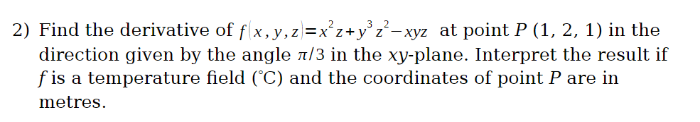 derivative of x y z 2