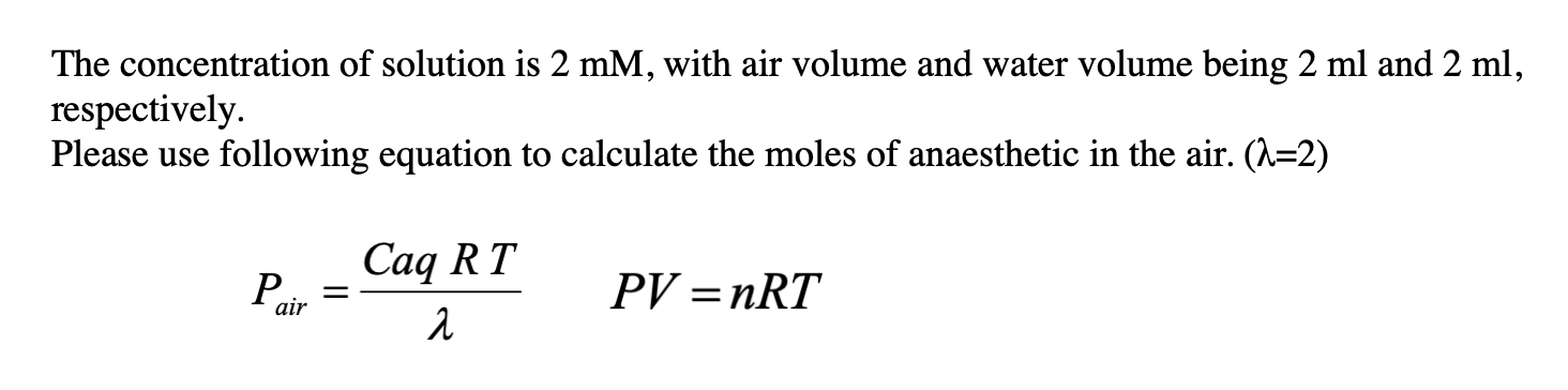 Solved The concentration of solution is 2 mM, with air | Chegg.com