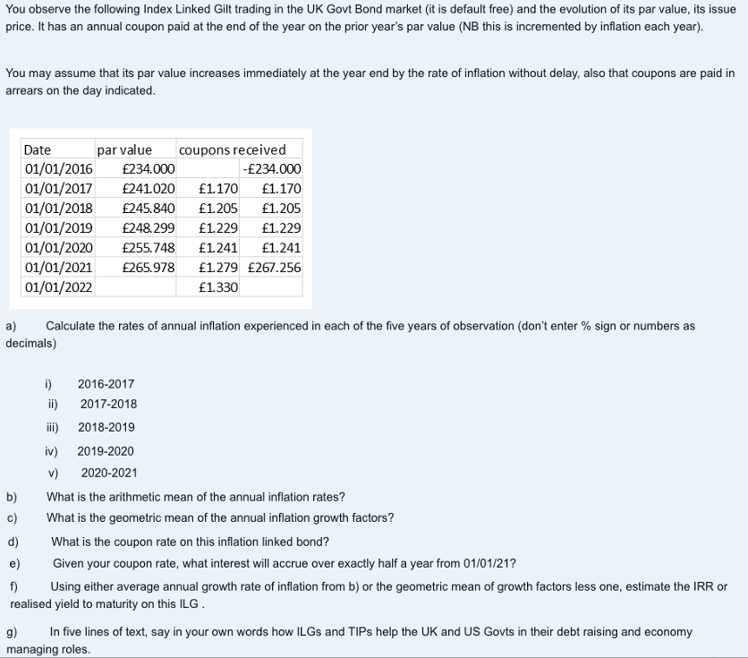 You observe the following Index Linked Gilt trading