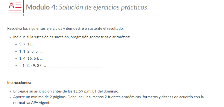 \( \mathbb{A} \equiv \) Modulo 4: Solución de ejercicios prácticos Resuelva los siguientes ejercicios y demuestre o sustente