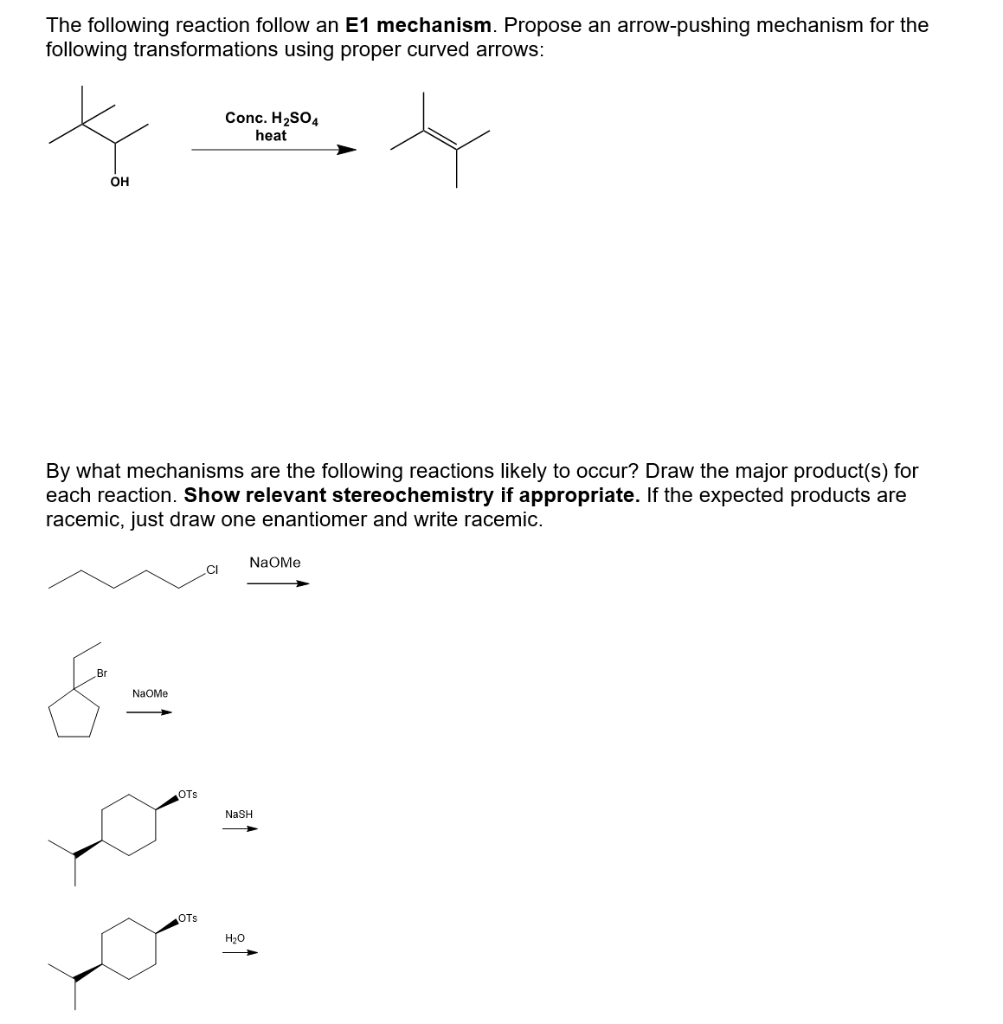 Solved The following reaction follow an E1 mechanism. | Chegg.com