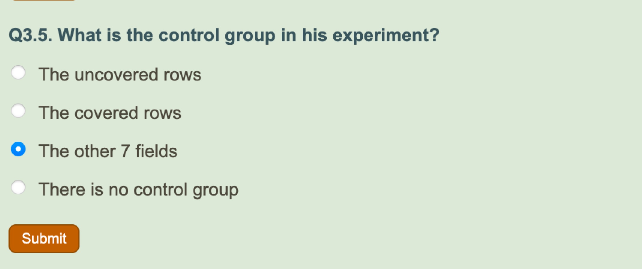 what is the control group in his experiment simutext