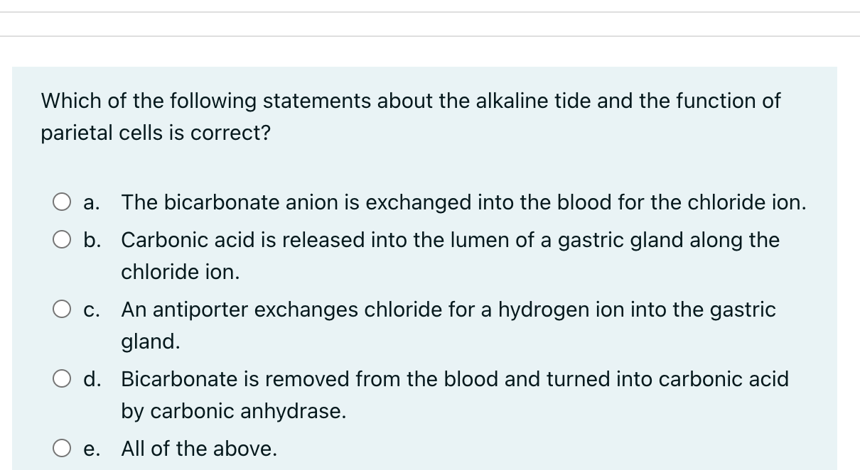 Solved Which of the following statements about the alkaline