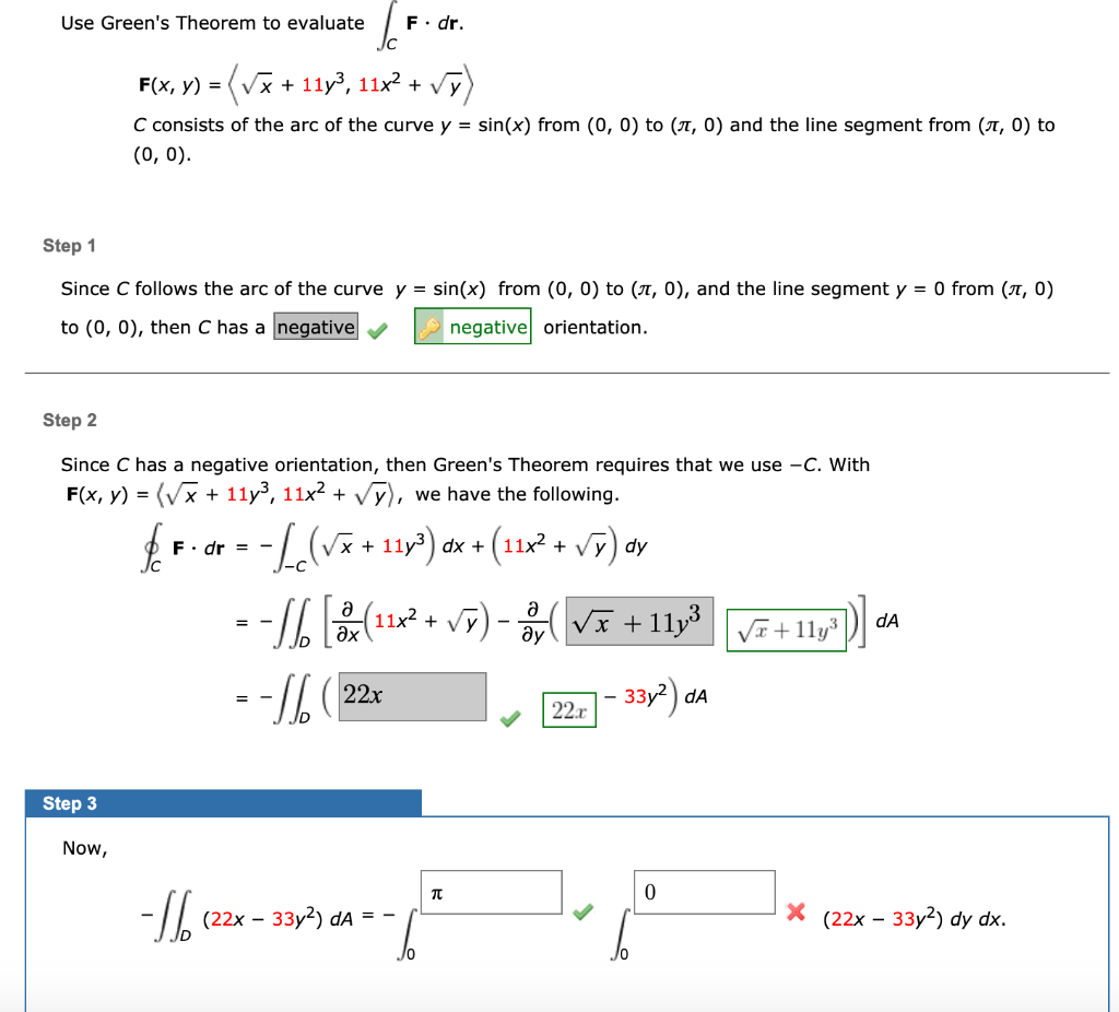 Solved Use Green's Theorem To Evaluate F. F(x, Y) = (vo + | Chegg.com