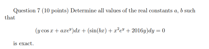 Solved Question 7 (10 points) Determine all values of the | Chegg.com