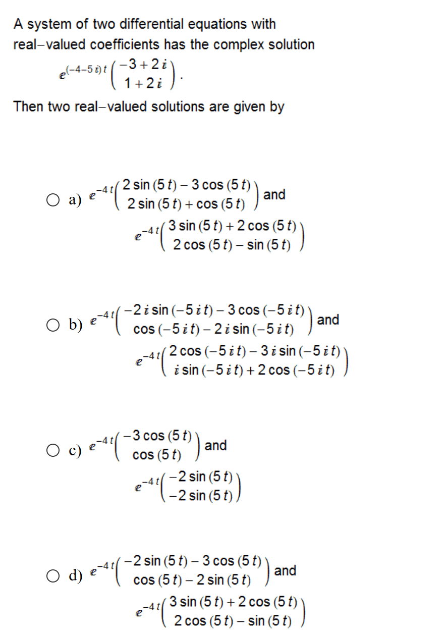 Solved A system of two differential equations with | Chegg.com